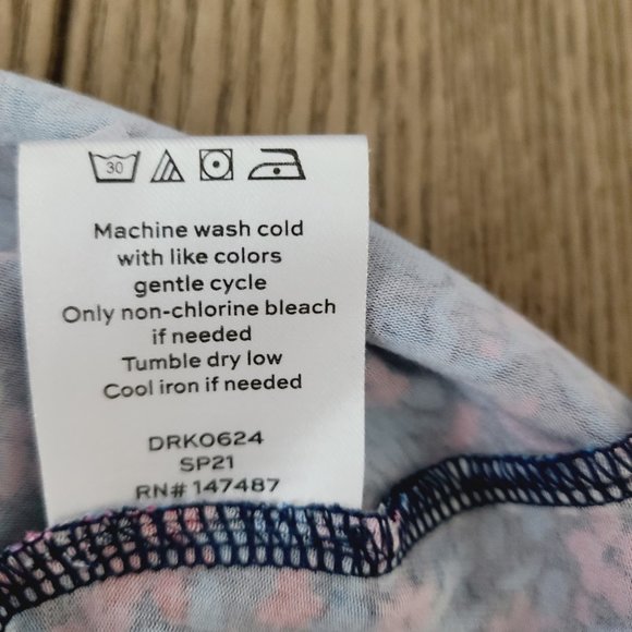 Draper James Midi Dress S Blue Multicolor Stretch Knit A-Line Short Sleeve Midi - Picture 6 of 7